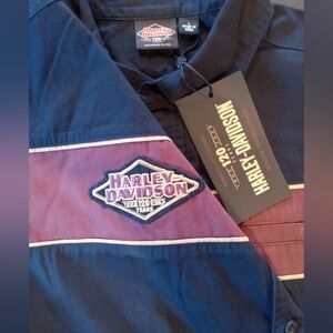 NWT Harley Davidson Mens L Shirt Button Up Short Sleeve 120th Year Anniversary